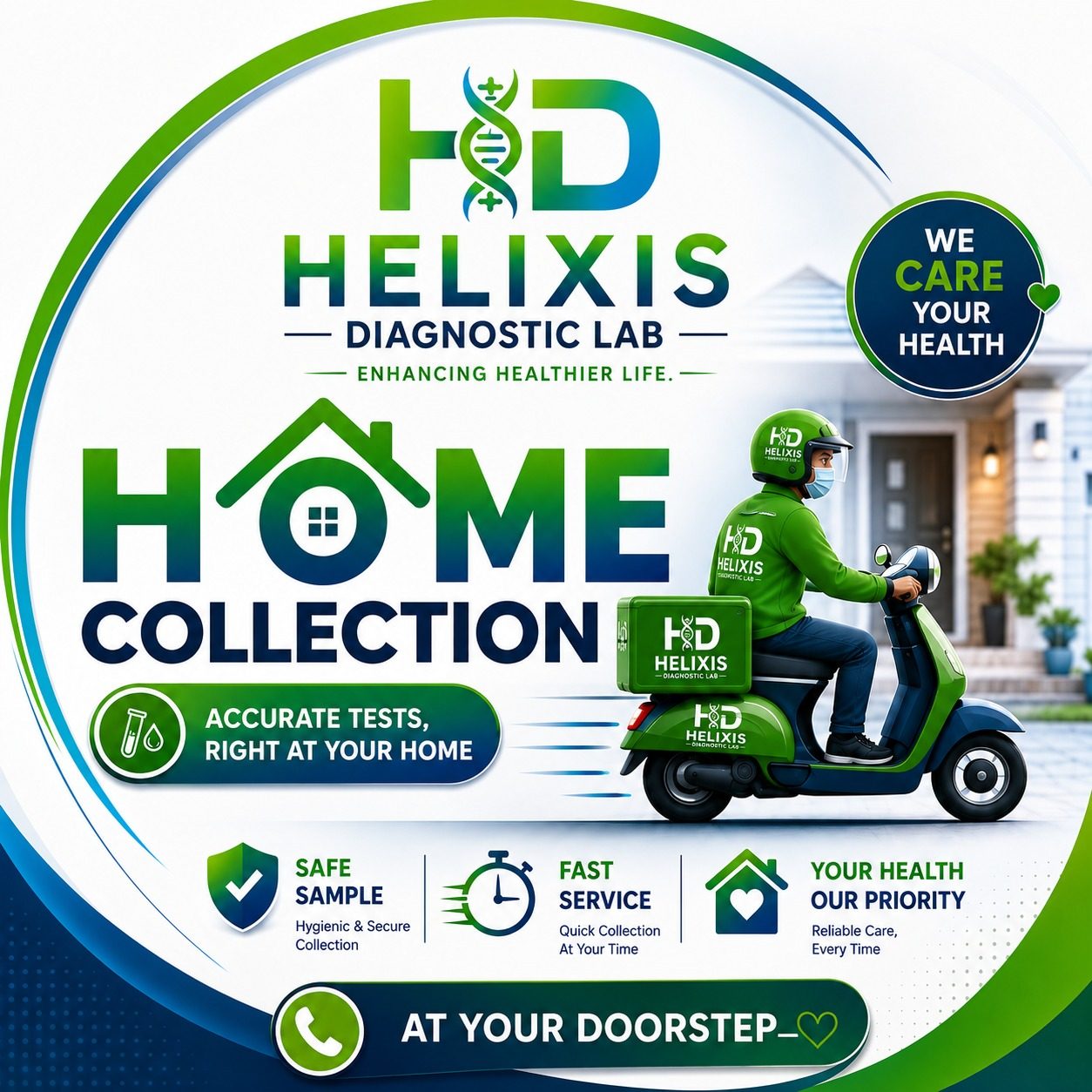 Helixis home collection: accurate tests right at your home. Safe sample, fast service, your health our priority.